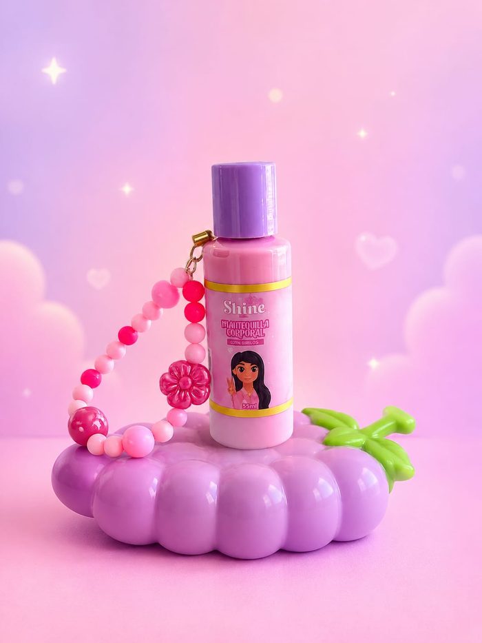 Llavero con mini mantequilla corporal de 55 ml y mostacillas