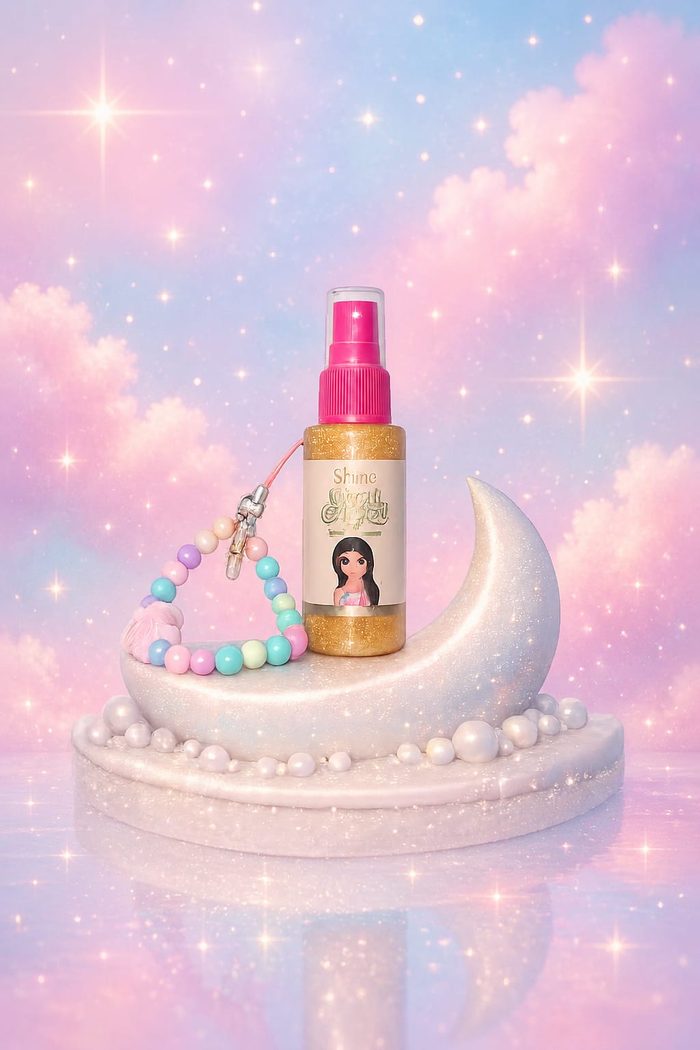 Llavero con mini splash corporal de 55 ml y mostacillas